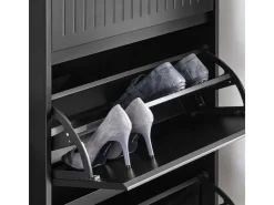 SoBuy Schuhschrank mit 2 Klappen und 1 Schublade Schuhkommode 61x100x26cm Schwarz FSR165-SCH