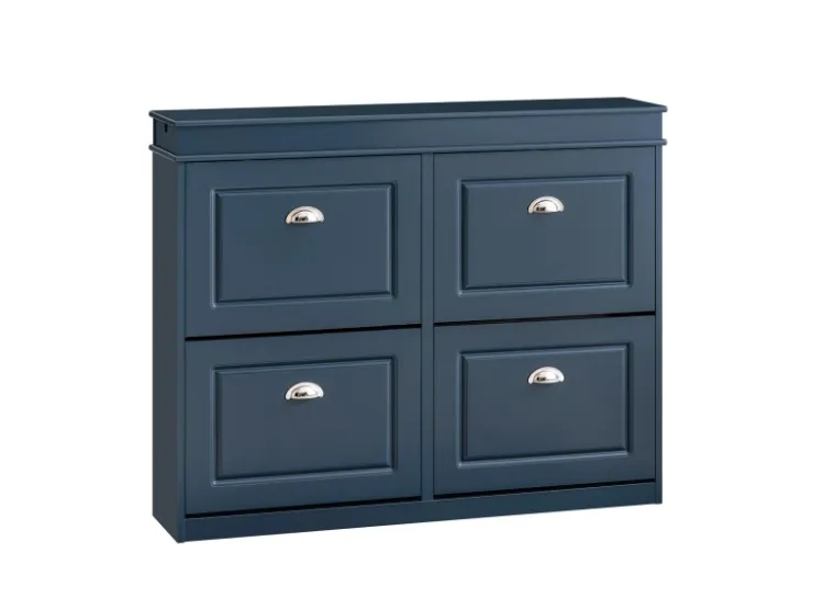 SoBuy Schuhschrank mit 4 Klappen Schuhkommode MDF Schuhregal 105x82x24cm Blau FSR79-B