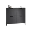 SoBuy Schuhschrank Schmal mit 4 Klappen Schuhkommode 100x91x19cm Schwarz FSR100-SCH* Regale Schwarz