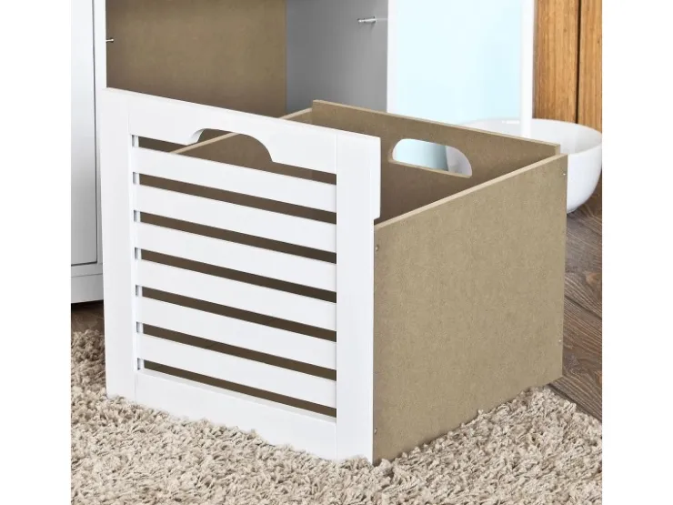 SoBuy Schuhtruhe mit 3 Körben Weiß Holzwerkstoff 105cm FSR23-W* Sitzbänke