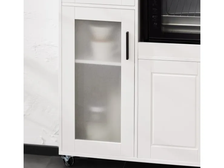 SoBuy Sideboard auf Rollen Küchenwagen Mikrowellenschrank Rollwagen FSB78-W