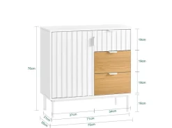 SoBuy Sideboard Küchenschrank Kommode Weiß/Natur 75x76x35cm FSB91-WN* Sideboards|Kommode