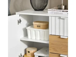 SoBuy Sideboard Küchenschrank Kommode Weiß/Natur 75x76x35cm FSB91-WN* Sideboards|Kommode