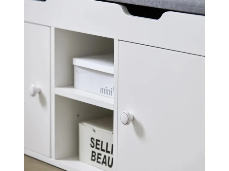 SoBuy Sitzbank mit 2 Sitzkissen und Stauraum PB Weiß FSR96-W* Regal Weiß|Kissen