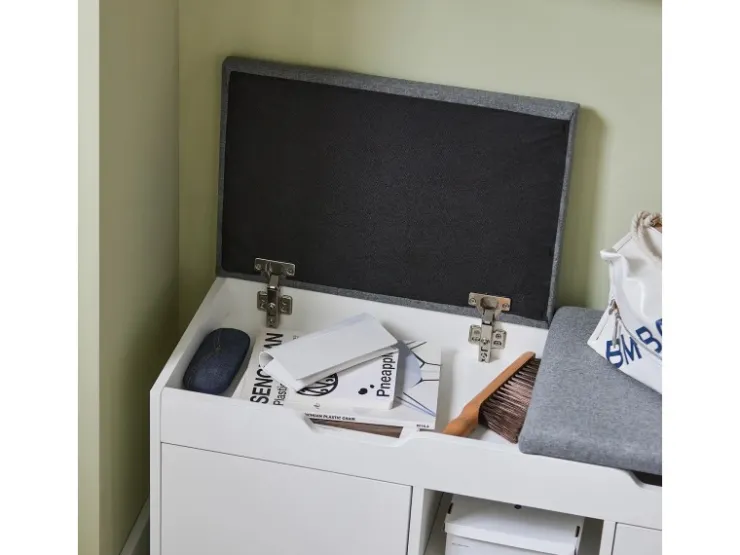 SoBuy Sitzbank mit 2 Sitzkissen und Stauraum PB Weiß FSR96-W* Regal Weiß|Kissen