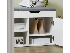 SoBuy Sitzbank mit 2 Sitzkissen und Stauraum PB Weiß FSR96-W* Regal Weiß|Kissen