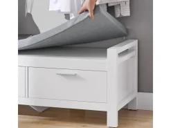 SoBuy Sitzbank mit Stauraum und 2 Schubladen MDF Weiß FSR74-W* Regal Weiß|Sitzbänke