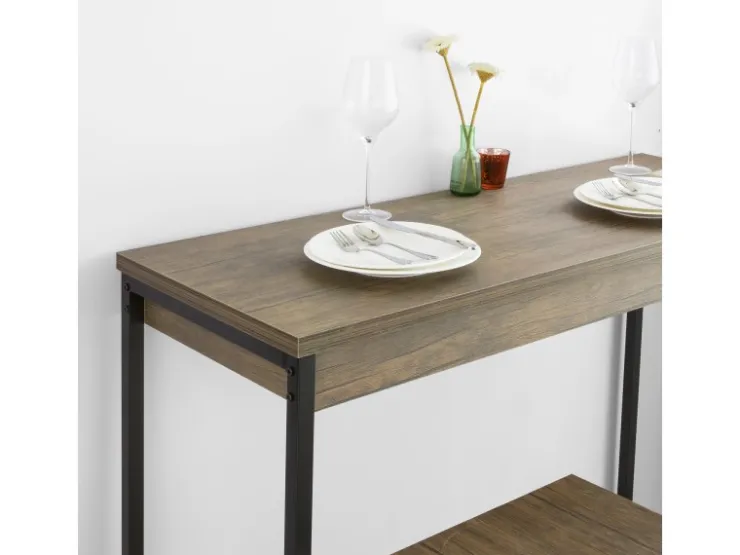 SoBuy 3-teilig Bartisch mit 2 Barhockern Esszimmer MDF Metall Natur OGT30-N