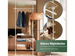 SoBuy Teleskopstange Kleiderständer mit 1 Kleiderstange und 3 Ablagen KLS14-WN* Garderoben