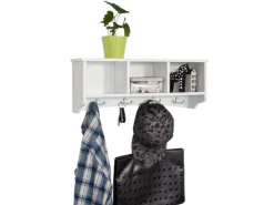 SoBuy Wandgarderobe Hängeregal Wandschrank mit 4 Haken FRG48-W* Regal Weiß