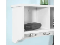 SoBuy Wandgarderobe Hängeregal Wandschrank mit 4 Haken FRG48-W* Regal Weiß