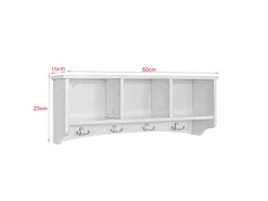 SoBuy Wandgarderobe Hängeregal Wandschrank mit 4 Haken FRG48-W* Regal Weiß