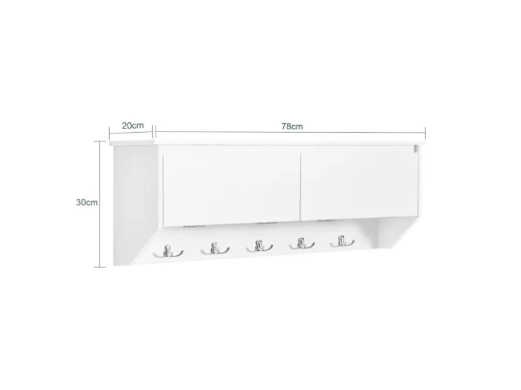 SoBuy Wandgarderobe mit 2 Klappen und 5 Haken MDF Weiß FHK24-W* Garderoben