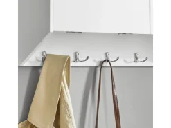 SoBuy Wandgarderobe mit 2 Klappen und 5 Haken MDF Weiß FHK24-W* Garderoben