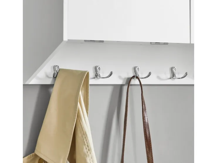 SoBuy Wandgarderobe mit 2 Klappen und 5 Haken MDF Weiß FHK24-W* Garderoben