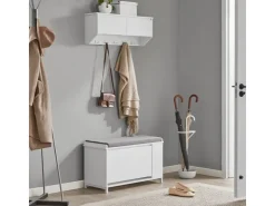 SoBuy Wandgarderobe mit 2 Klappen und 5 Haken MDF Weiß FHK24-W* Garderoben