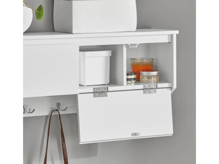 SoBuy Wandgarderobe mit 2 Klappen und 5 Haken MDF Weiß FHK24-W* Garderoben