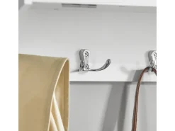 SoBuy Wandgarderobe mit 2 Klappen und 5 Haken MDF Weiß FHK24-W* Garderoben
