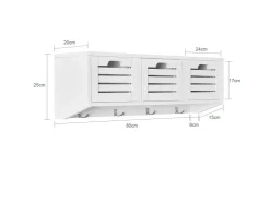 SoBuy Wandgarderobe mit 3 Körben und 4 Haken MDF Weiß FHK19-W