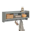 SoBuy Wandgarderobe mit 3 Körben und 4 Haken MDF Grau FHK28-HG* Garderoben