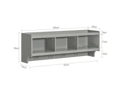 SoBuy Wandgarderobe mit 3 Körben und 4 Haken MDF Grau FHK28-HG* Garderoben
