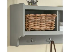 SoBuy Wandgarderobe mit 3 Körben und 4 Haken MDF Grau FHK28-HG* Garderoben