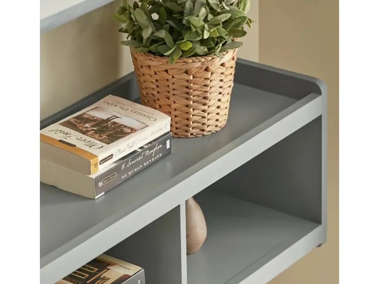 SoBuy Wandgarderobe mit 3 Körben und 4 Haken MDF Grau FHK28-HG* Garderoben
