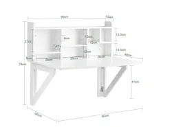 SoBuy Wandklapptisch mit integriertem Regal MDF Weiß FWT07-II-W