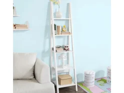 SoBuy Wandregal Badregal Leiterregal Standregal Bücherregal Weiß FRG101-W* Wandregale
