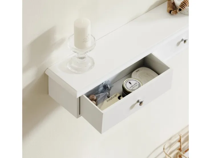 SoBuy Wandschrank mit 3 Schubladen Hängeschrank Weiß FRG43-L-W* Schweberegale|Regal Weiß