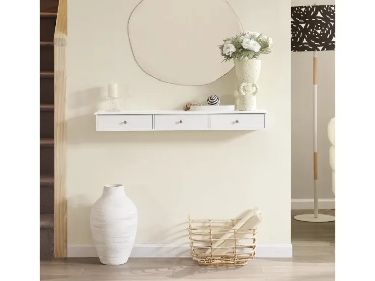 SoBuy Wandschrank mit 3 Schubladen Hängeschrank Weiß FRG43-L-W* Schweberegale|Regal Weiß
