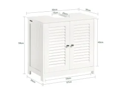SoBuy Waschbeckenunterschrank Badschrank mit 2 Lamellentüren MDF 60x58x35cm Weiß FRG237-W* Schränke