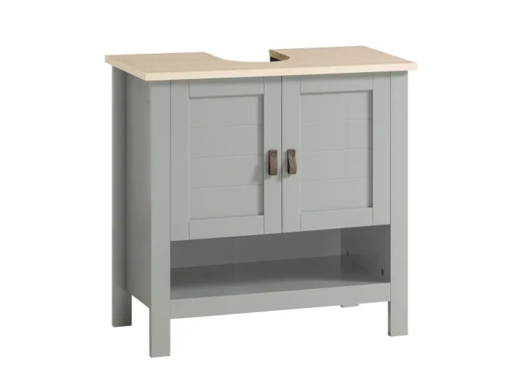 SoBuy Waschbeckenunterschrank Badschrank mit 2 Türen und 1 Fach 60x60x30cm Grau BZR69-HG* Schränke|Aufbewahrung