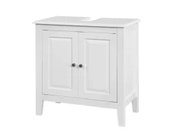 SoBuy Waschbeckenunterschrank Badschrank mit 2 Türen MDF 60x62x30cm Weiß FRG202-W* Schränke