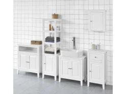 SoBuy Waschbeckenunterschrank Badschrank mit 2 Türen MDF 60x62x30cm Weiß FRG202-W* Schränke