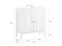 SoBuy Waschbeckenunterschrank Badschrank mit 2 Türen MDF 60x62x30cm Weiß FRG202-W* Schränke