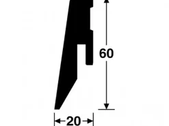Sockelleiste Iced Oak 60 mm x 20 mm Länge 2600* Zierprofile