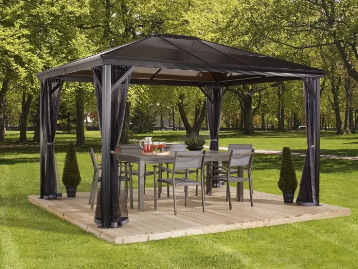 Sojag Aluminium-Pavillon Verona 10 x 14 Anthrazit 423 cm x 298 cm x 261 cm* Insektenschutz