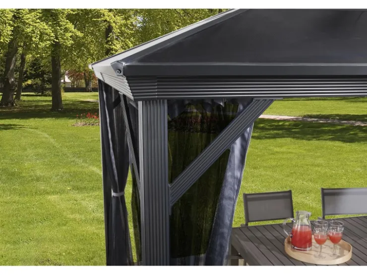 Sojag Aluminium-Pavillon Verona 10 x 14 Anthrazit 423 cm x 298 cm x 261 cm* Insektenschutz