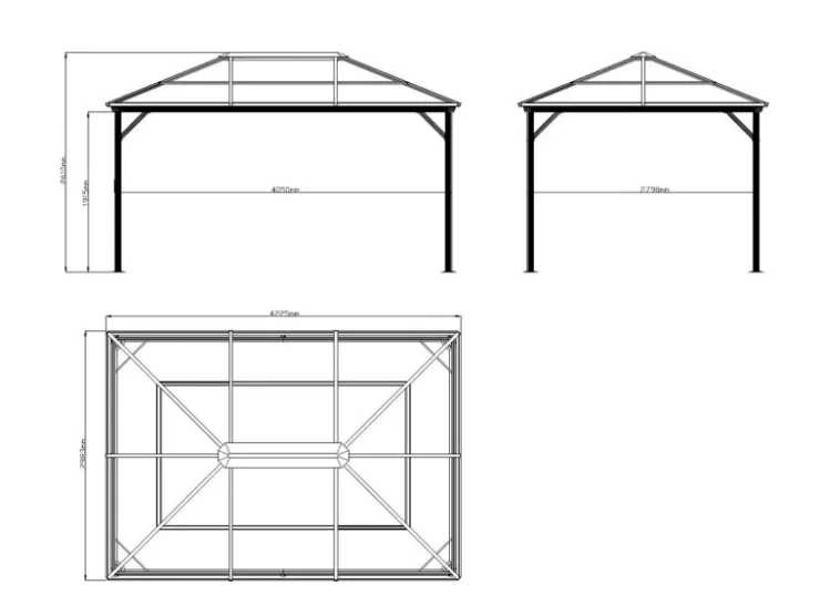 Sojag Aluminium-Pavillon Verona 10 x 14 Anthrazit 423 cm x 298 cm x 261 cm* Insektenschutz