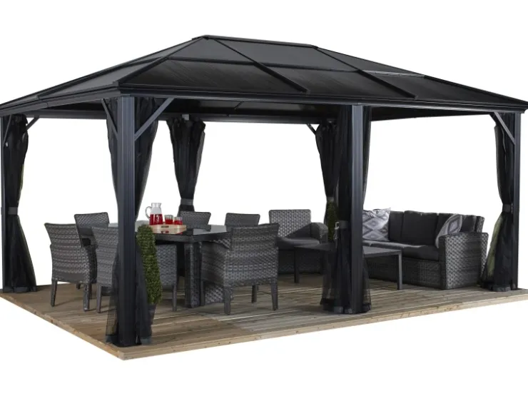 Sojag Pavillon Meridien 12 x 16 Anthrazit 365 cm x 485 cm x 270 cm* Insektenschutz