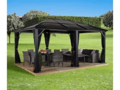 Sojag Pavillon Meridien 12 x 16 Anthrazit 365 cm x 485 cm x 270 cm* Insektenschutz