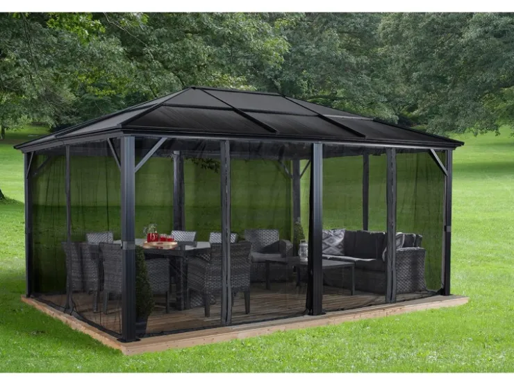 Sojag Pavillon Meridien 12 x 16 Anthrazit 365 cm x 485 cm x 270 cm* Insektenschutz