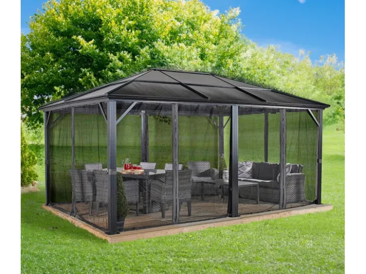 Sojag Pavillon Meridien 12 x 16 Anthrazit 365 cm x 485 cm x 270 cm* Insektenschutz