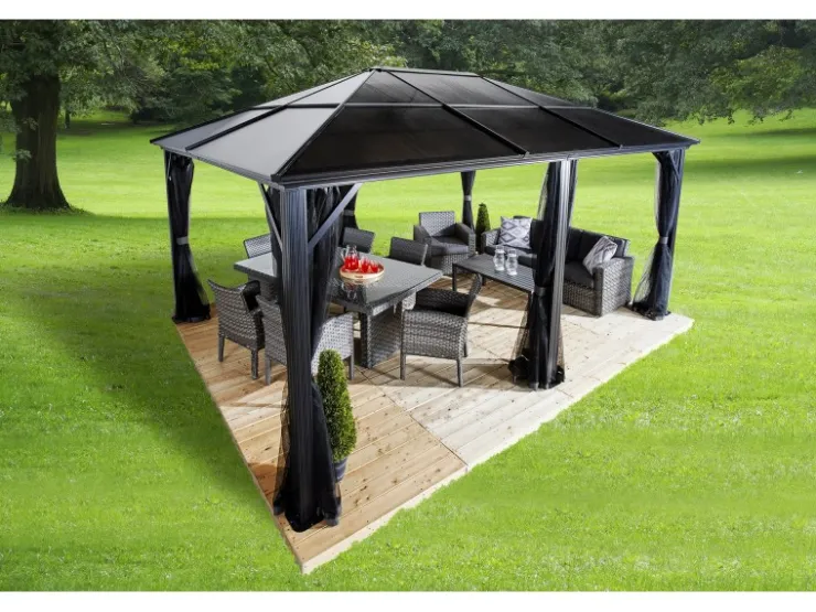 Sojag Pavillon Meridien 12 x 16 Anthrazit 365 cm x 485 cm x 270 cm* Insektenschutz