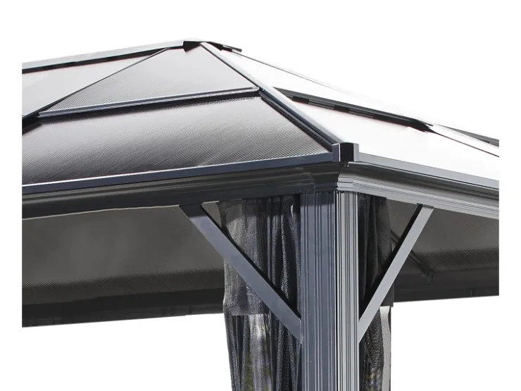 Sojag Pavillon Meridien 12 x 16 Anthrazit 365 cm x 485 cm x 270 cm* Insektenschutz