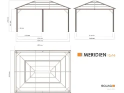Sojag Pavillon Meridien 12 x 16 Anthrazit 365 cm x 485 cm x 270 cm* Insektenschutz