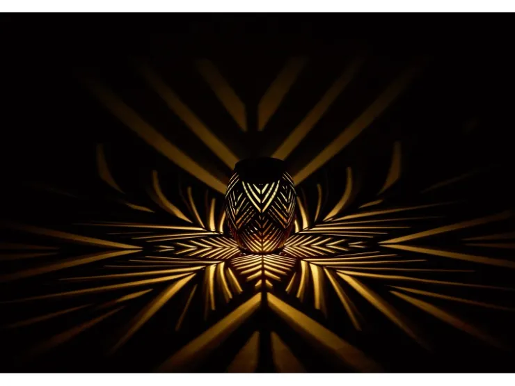 Solar-Tischleuchte Blatt-Muster LED Ø 12,5 cm x 15 cm