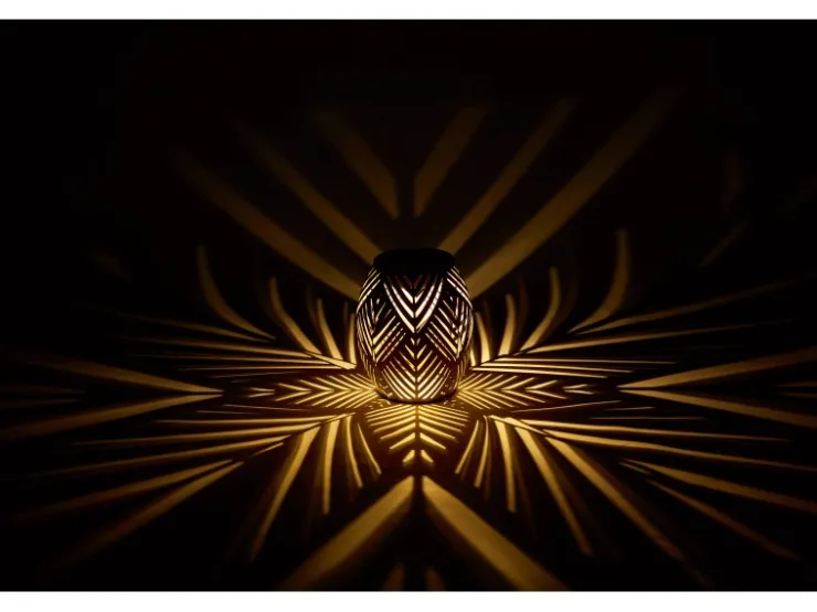 Solar-Tischleuchte Blatt-Muster LED Ø 12,5 cm x 15 cm