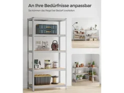 Songmics Lagerregal 50 cm x 100 cm x 200 cm Silber